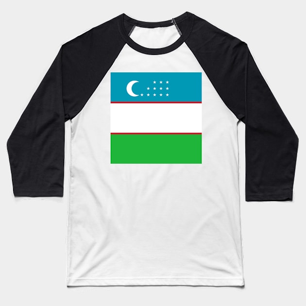 Uzbekistan Flag Baseball T-Shirt by flag for all